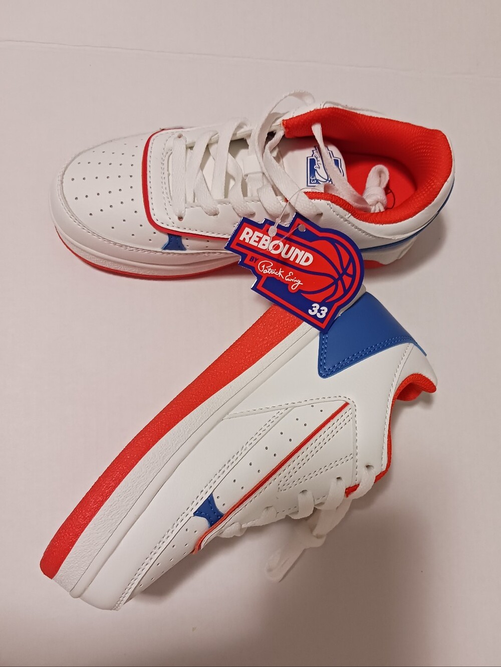 Kids Rebound by Patrick Ewing 33 Sneaker Shoes White/Royal/Orange Size 1.5 NWOB